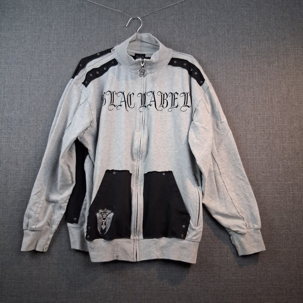 Blac Label Premium Fear of Hell Saves Souls Zip Up Sweatshirt Grey Black 3X